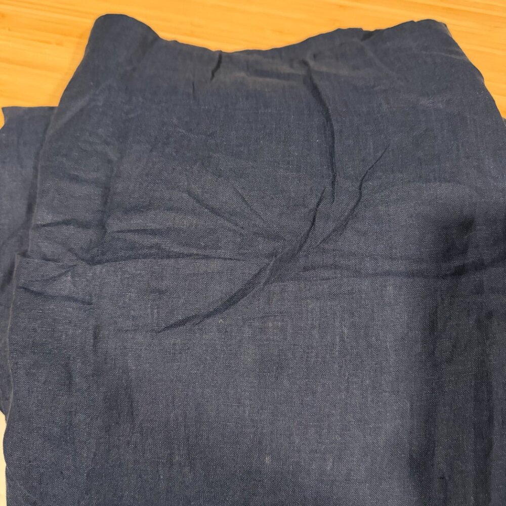 Practically Brand New Solid European Flax Linen Curtain, Midnight , 4 panels - Picture 5 of 8